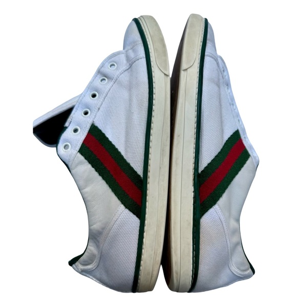 Gucci White Sneakers with Green and Red Stripes - Picture 1 of 7